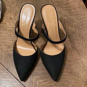 Jessica Simpson black high heel mules - size 11